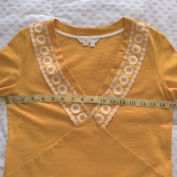 Boden Rosanna Jersey Tunic Yellow Dress with Embroidered Trim Size 4 - Picture 6 of 9